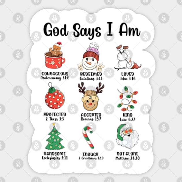 God Says I Am Christmas Sticker by JanaeLarson